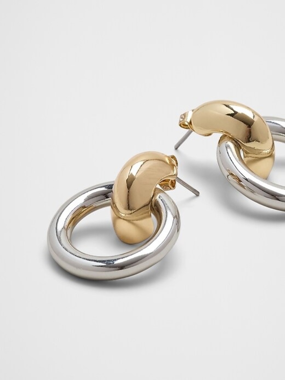 Vintage Style two tone Polished Door Knocker Earrings